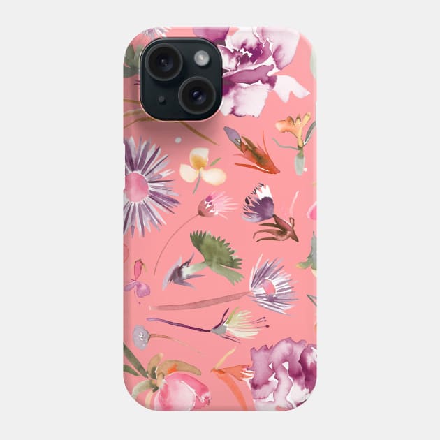 Pocket - FLOWER BUDS CORAL PINK Phone Case by ninoladesign