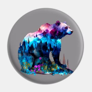 Watercolor Grizzly Pin