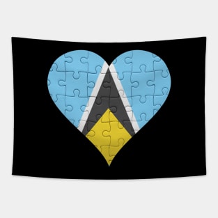 St Lucian Jigsaw Puzzle Heart Design - Gift for St Lucian With St Lucia Roots Tapestry