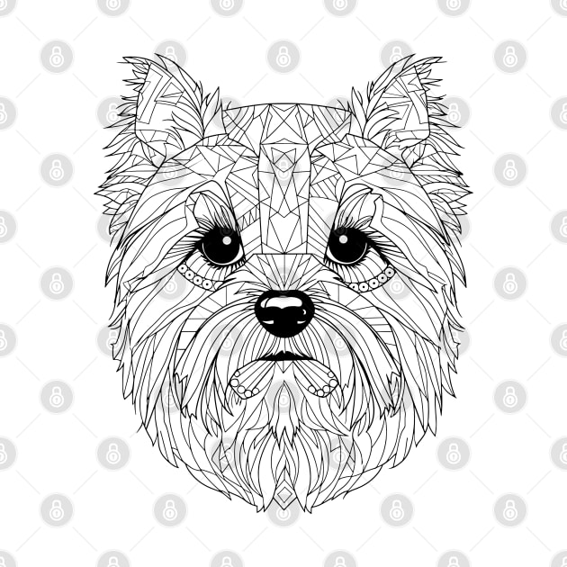 Geometric Yorkshire Terrier: Canine Line Art by AmandaOlsenDesigns
