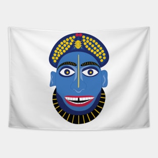 Blue African Mask Tapestry