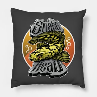 Snake head fish with circle background Pillow