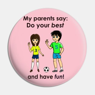 Boy and Girl and Soccer Ball Pin