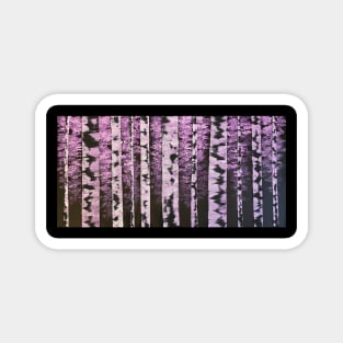 Black and White Birch Trees with Pink and Purple Leaves Magnet