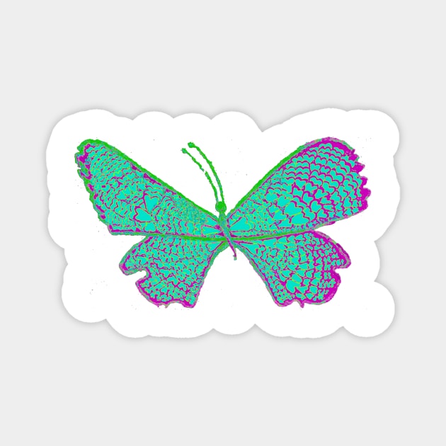 Turquoise butterfly Magnet by indusdreaming