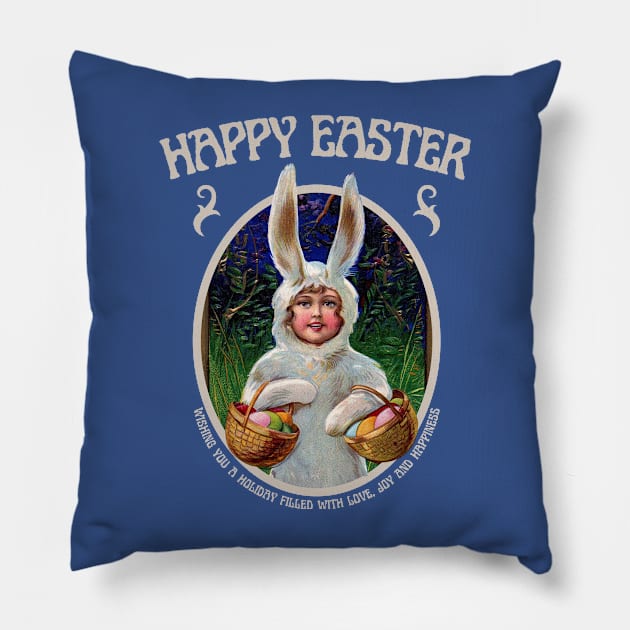 Vintage Happy Easter Greeting Pillow by soulfulprintss8