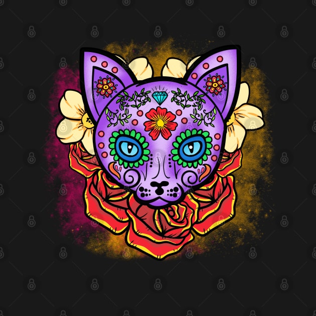 Sugar Skull Cat Dia de los Muertos Beautiful by creative