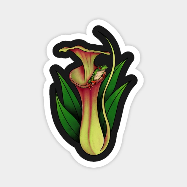 Cute Frog Inside Nepenthes Carnivorous plant Botany Pitcher Plant Magnet by Venus Fly Trap Shirts