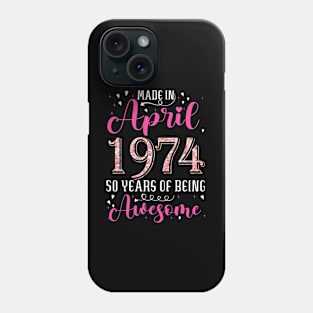 50th Birthday Floral Gift for Womens Born in April 1974 Phone Case