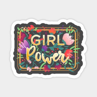 Girl Power Floral Typography Magnet