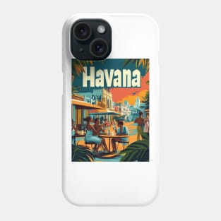 Experience the charm of Havana as friends gather at a lively cafe, enjoying drinks and conversations beneath a beautiful sunset, surrounded Phone Case