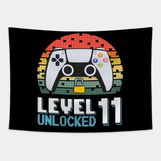 Level 11 Unlocked Vintage Retro Gaming Tapestry