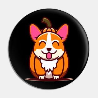 Corgi Halloween Pumpkin Costume Retro Colorful Pin