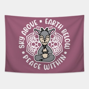 Sky Above Earth Below Peace Within Goat Yoga Cute Tapestry