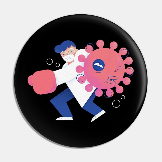 Health care professional beating coronavirus Pin by InkyArt