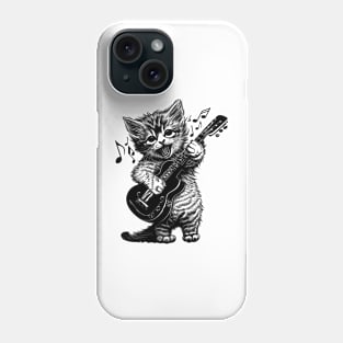 Sweet Little Cat Playing Electric Guitar Phone Case