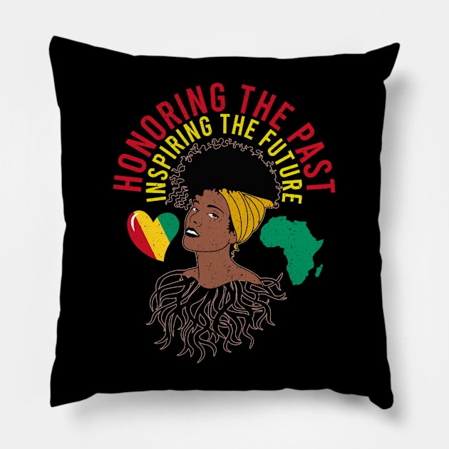 Black History Month Honoring The Past Inspiring Future Pillow by alcoshirts