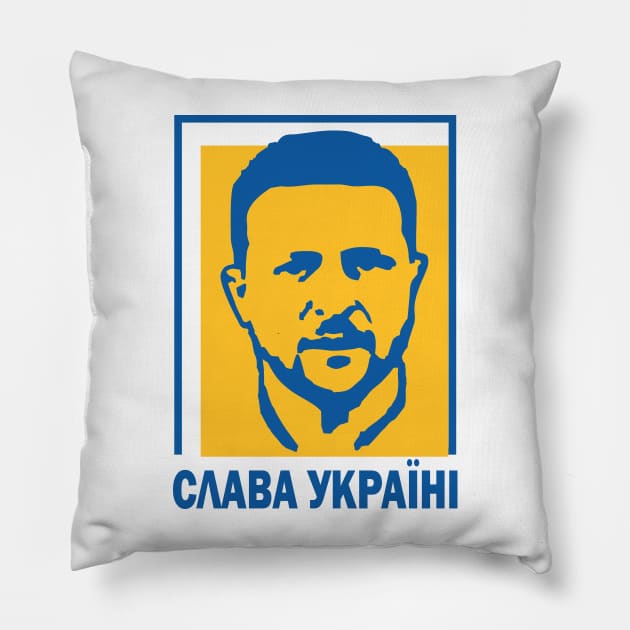 Ukraine President Zelensky slava ukraini Pillow by raaak