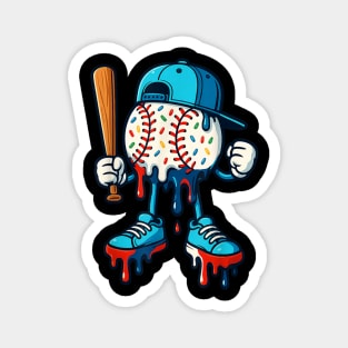 Baseball Lifestyle 101 Apparel Youth Baseball Drip Icecream T-Shirt Magnet