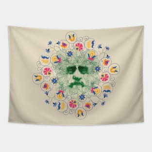 Green man with colorful flowers Tapestry