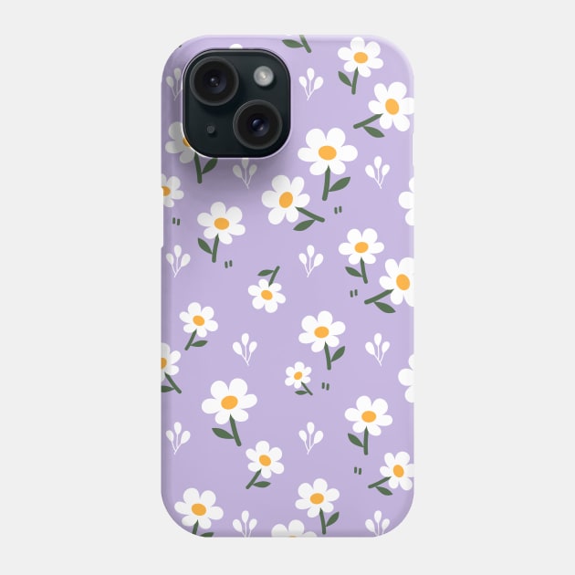 Little White Flowers on Purple Background Phone Case by Ayoub14