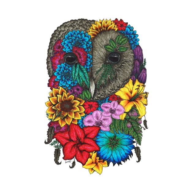 Floral Owl Color White Background by SamuelJ