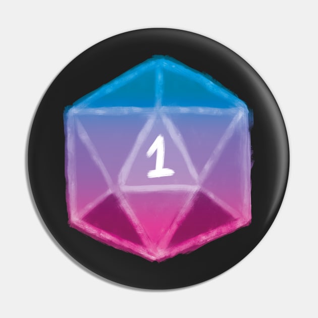 Natural 1 | Hand Painted Nat 1 - Critical Fail D&D - Pink and Blue Gradient Pin by SQRL Studios