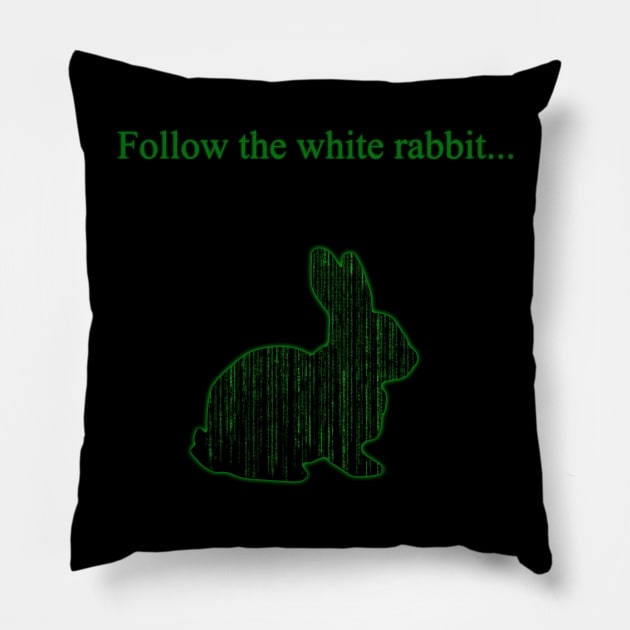 Follow the white rabbit Pillow by SnugglyTh3Raven