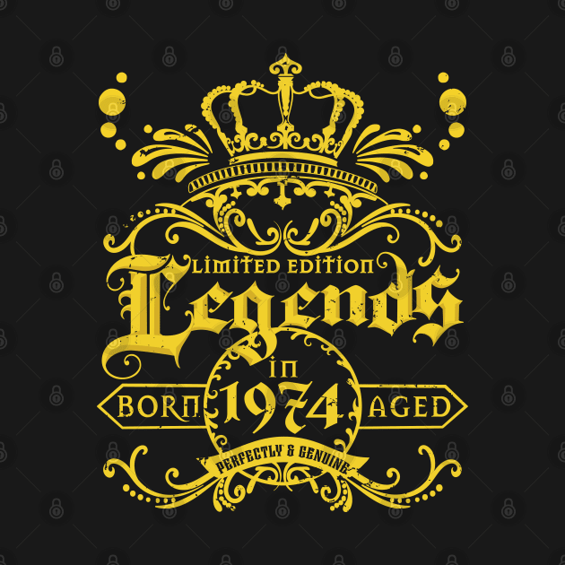 50th Years Old Birthday Tee Legends Born 1974 by PunnyPoyoShop