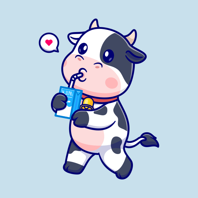 Cute Cow Drinking Milk Cartoon by Catalyst Labs