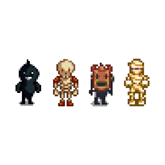 Stardew Valley Monsters: Shadow Brute, Skeleton, Shadow Shaman, Mummy by r9440