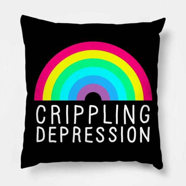 Crippling Depression Rainbow White Pillow by GAz