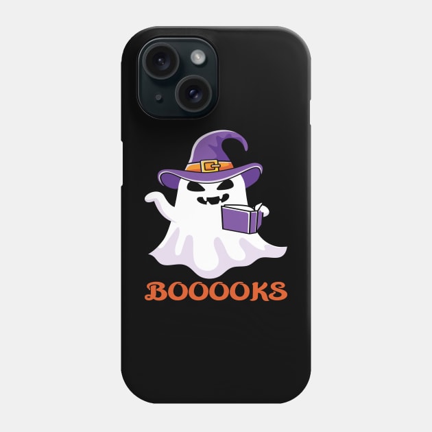 Halloween Booooks Ghost Reading Phone Case by frondorfelda