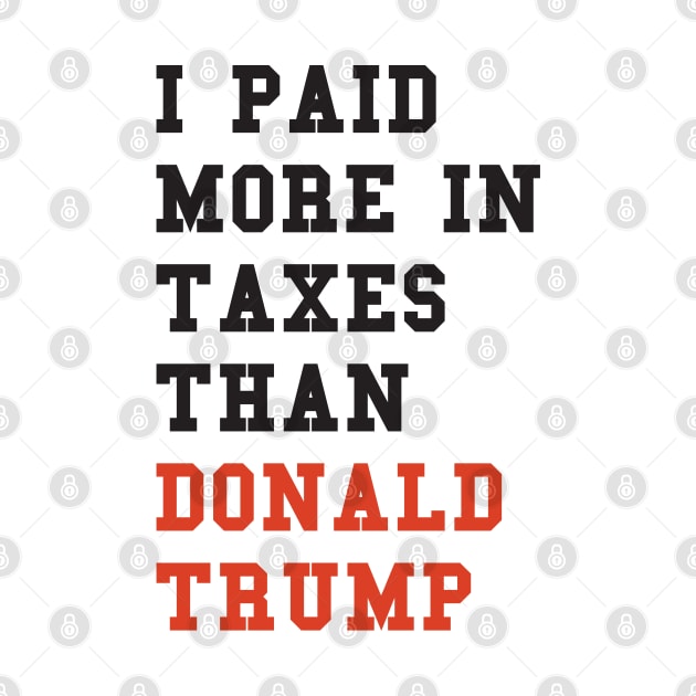 I Paid More In Taxes Than Donald Trump by  Funny .designs123