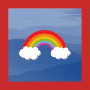 Rainbow with Puffy Clouds in Blue Mountains T-Shirt