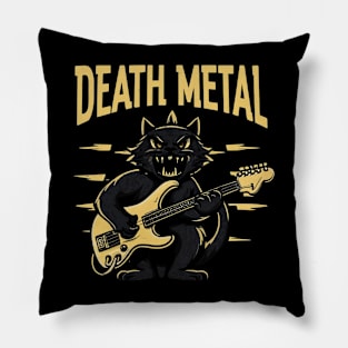 Death Metal Satanic Baphomet Cat playing guitar Pillow