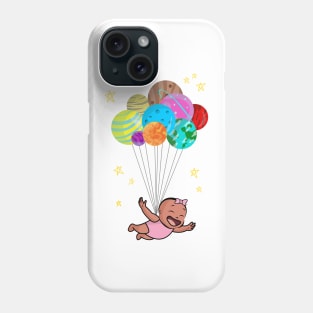 Balloon Planets And Smiling Flying Baby Girl Phone Case