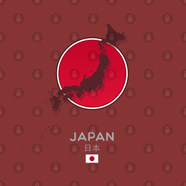 Japan Map and Flag by 9bitshirts