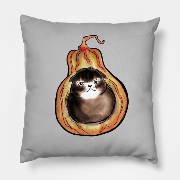 Cat in the pumpkin Pillow by juliewu