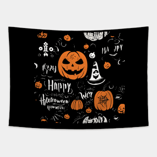 Happy Halloween typography poster with handwritten calligraphy text illustration Tapestry