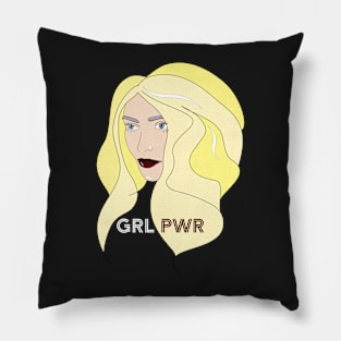 Women Portrait Illustration GRL Pwr Light Hair black Pillow