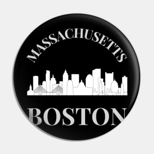 Born and raised Massachusetts Id rather be in Boston MA skyline state trip Pin