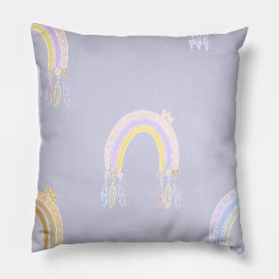 Rainbows pattern, cute rainbows, magic rainbows, boho style, pastel rainbows Pillow