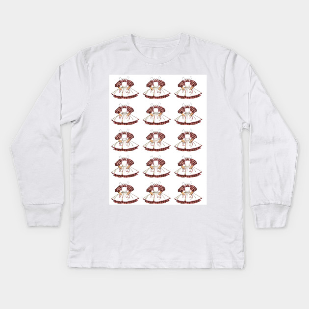 Red Gingham Paper Doll Dress Paper Dolls Kids Long Sleeve T