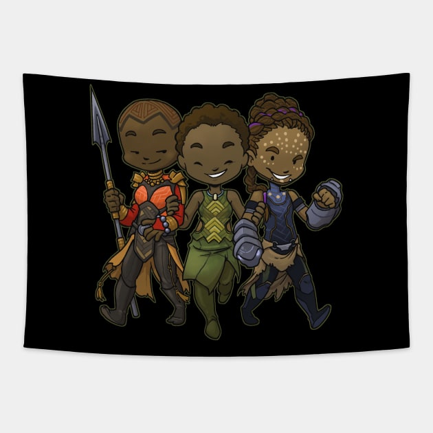 Panther Trio Tapestry by Dooomcat