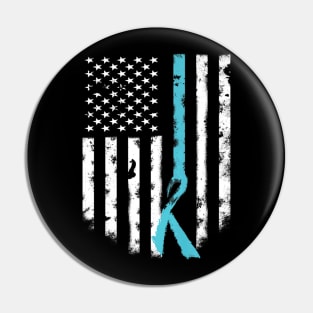 Allergy Awareness Support American Flag Teal Ribbon Pin