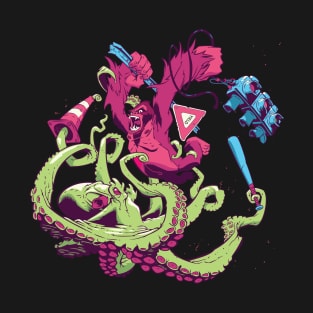 Octopus vs Gorilla Fight T-Shirt