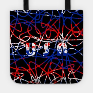 AMERICA Red White Blue Fourth Of July Abstract Tote