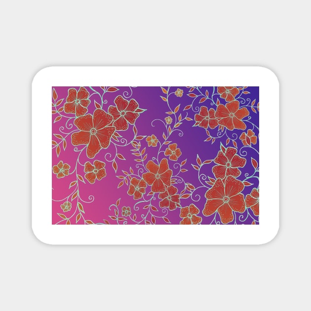 Red and Purple Flower Pattern Magnet by ZeichenbloQ