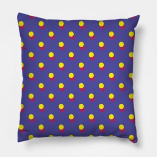 Yellow and Red Polka Dots on Purple Pillow